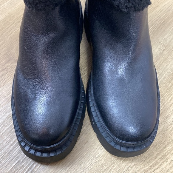 Marc Fisher Vina Black Shearling-Lined Leather Boots - Picture 4 of 9